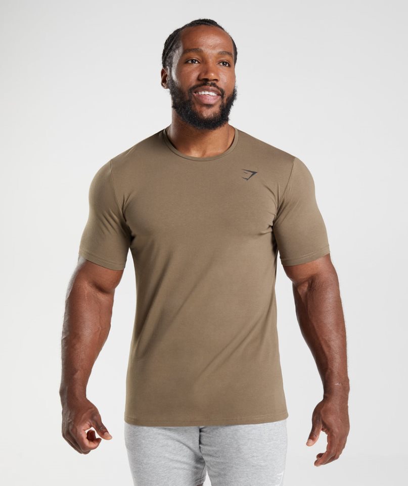 Men\'s Gymshark Essential T-Shirts Brown | NZ 9YZTSC